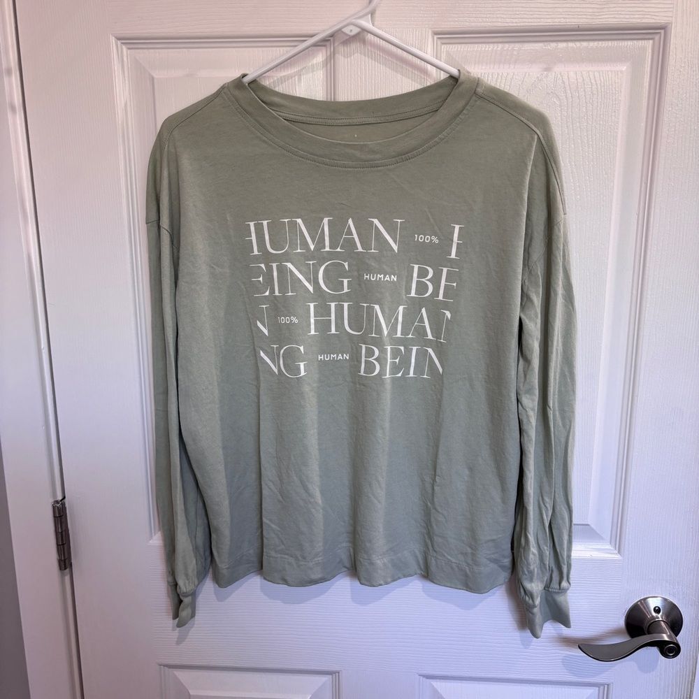 Everlane Sage Green Long Sleeve Graphic Tee